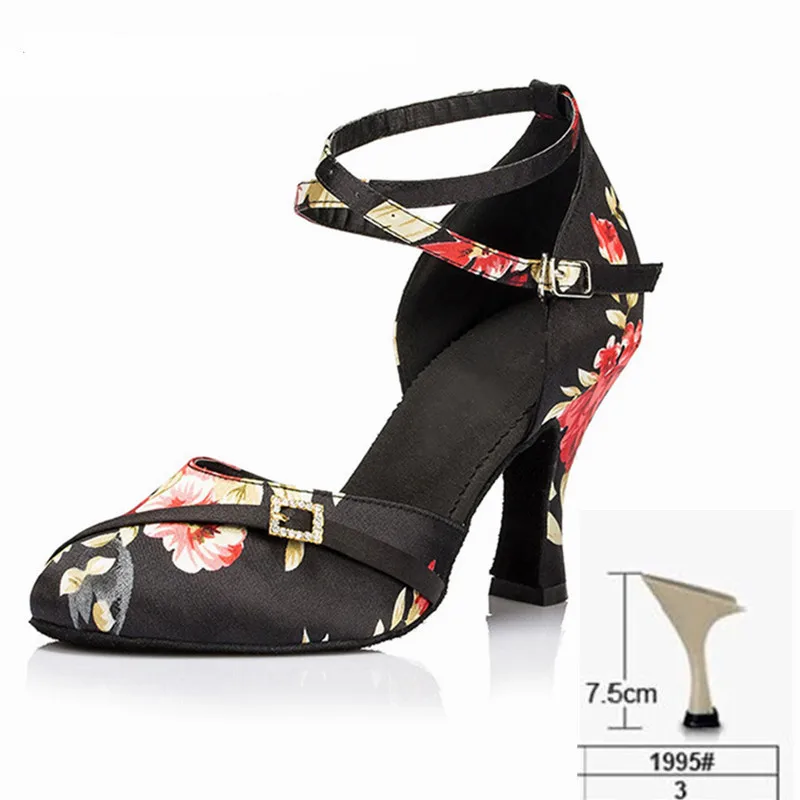 Женские туфли для латинских танцев; Обувь для бальных танцев; женская обувь на мягкой подошве 8,5 см; Современные вечерние туфли для танцев на квадратном каблуке - Цвет: heel 75mm indoor