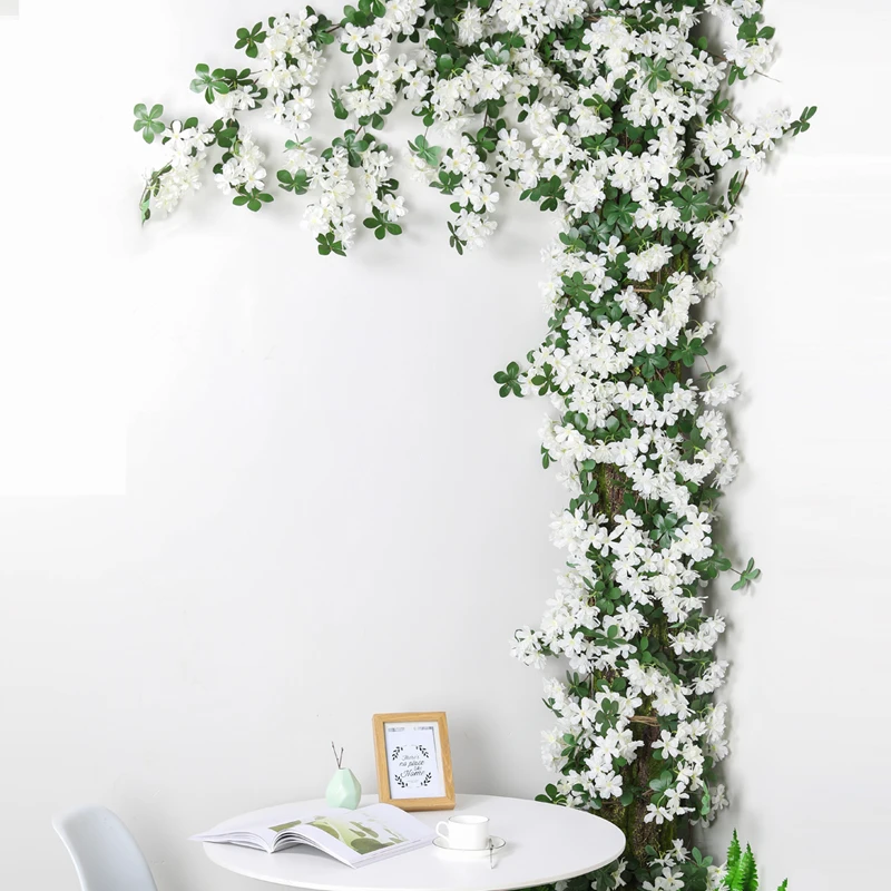 

CHENCHENG 180cm Roses Artificial Flowers Vine Wall Hanging Garland Wreath Romantic Indoor Home Wedding Decorative