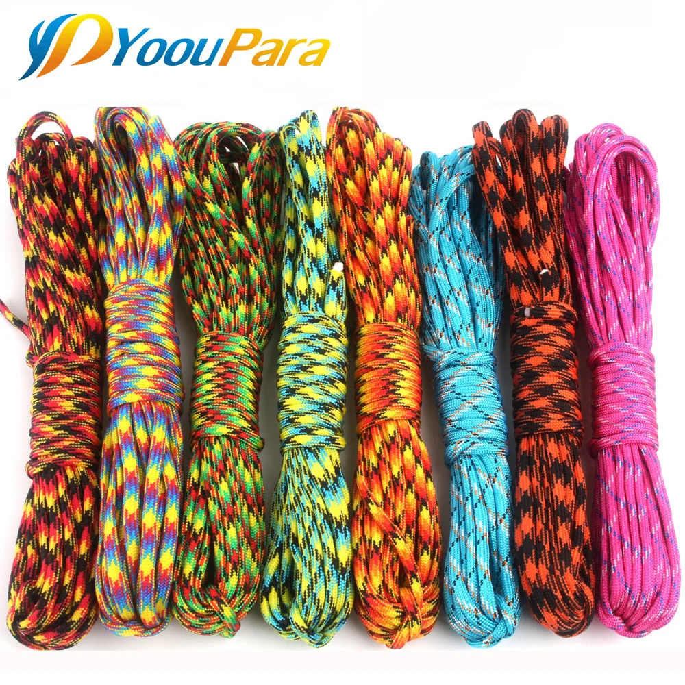 

Wholesale 25FT Random colors Paracord 550 Parachute Cord Rope Cuerda Escalada Strand Paracorde Outdoor Campling Survival