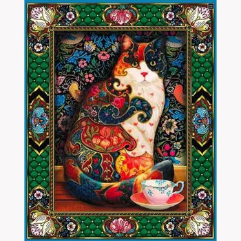 

YIKEE Diamond Painting Cat Color Wall Decor Full Square Rhinestone Diamond Painting Funny Animal Gift h1263