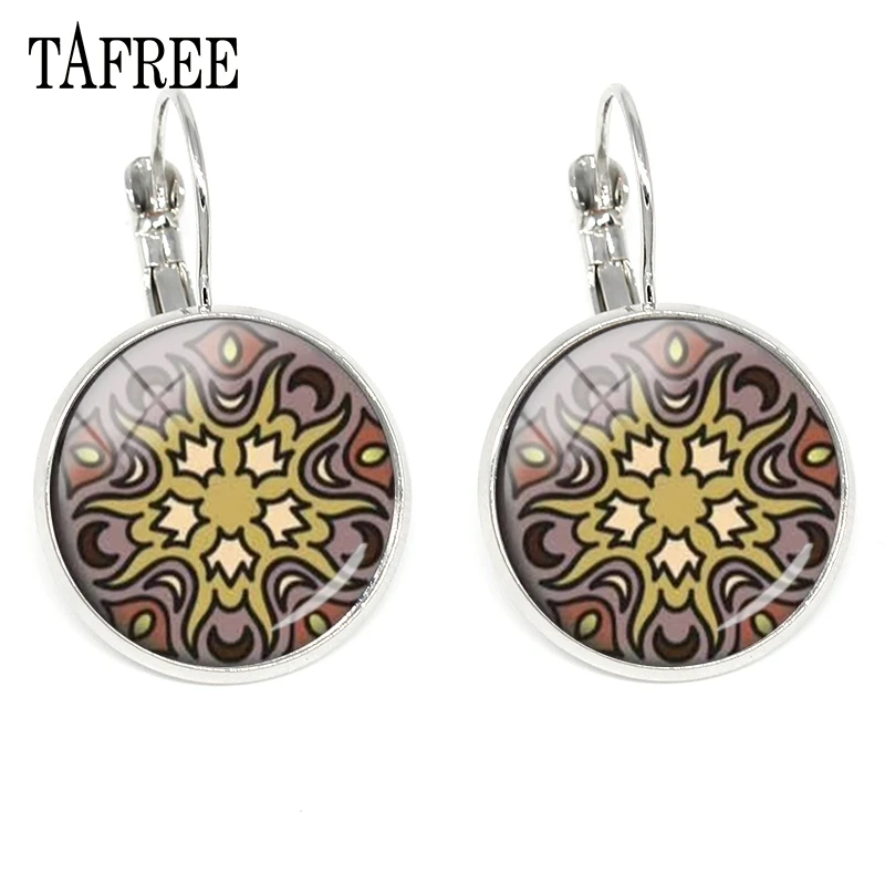 

TAFREE Mandala Clip Earrings Top Quality Wonderful Design Henna Mandala Indian Earring Yoga Accessories Women Jewlry Gifts HN372
