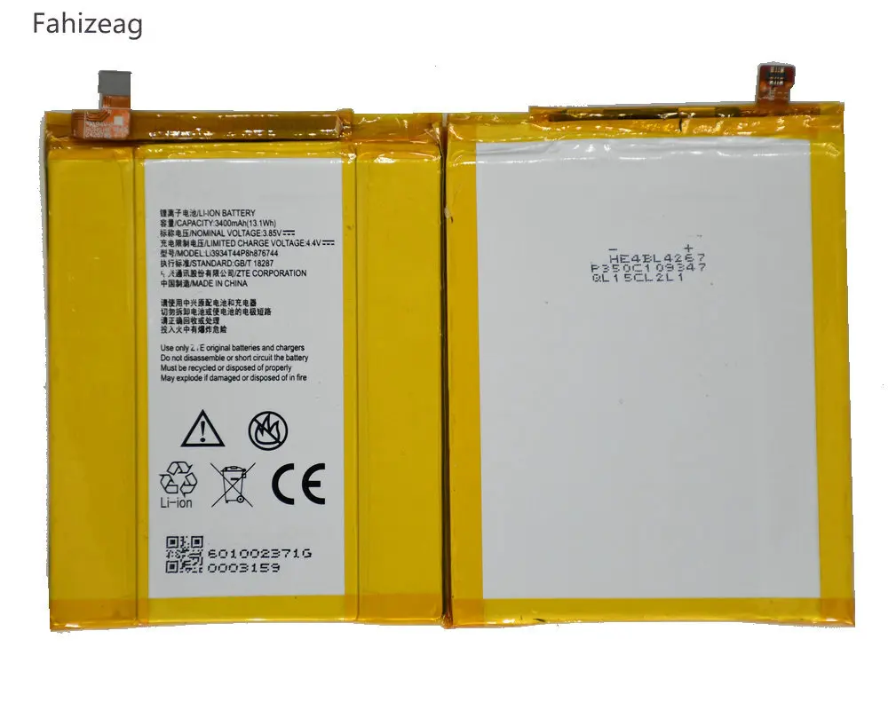 Fahizeag 10PCS 3400 mAh Li3934T44P8h876744 battery replacement for ZTE Grand X Z988 Max2 zmax Pro Z981 | Мобильные телефоны и