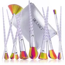 DE’LANCI Makeup Brushes 10 pcs Makeup Brush set With Colorful Synthetic Hair Helical shape Handle Powder Eyeshadow Make Up Brush