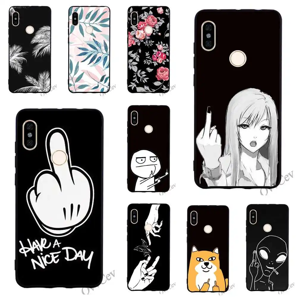

Fashion Cartoon Middle Finger Phone Cover for Xiaomi Redmi Note 5 Case 4A 5 Plus 5A Prime 4X 6A 6 Pro Backshell