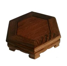 2016 neue Mahagoni Hexagonal Basis Holz Handwerk Wohnaccessoires Aquarium Vase Sitz Durchbrochene Loudiao