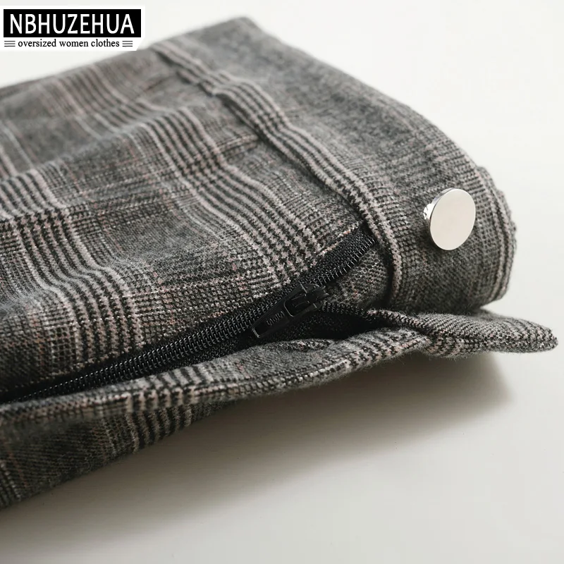 Женские штаны в клеточку NBHUZEHUA F50 винтажные свободные прямые брюки большого