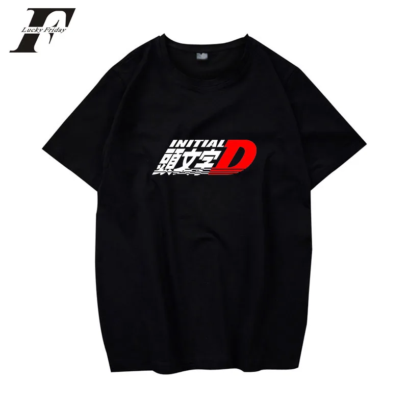 LUCKYFRIDAYF INITIAL D Мужская брендовая одежда Забавные футболки Хлопковая мужская и