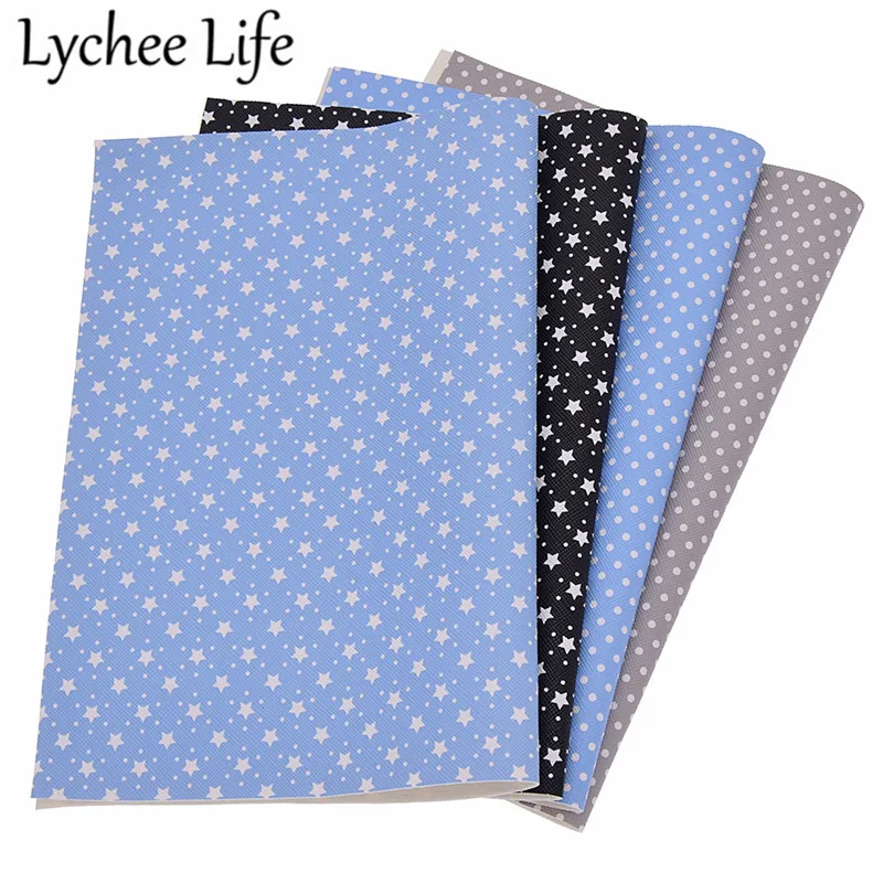 Lychee Life Dots напечатаны звезды кожа ткань A4 красочные 29x21 см PU ткань DIY ручной работы швейная одежда аксессуары