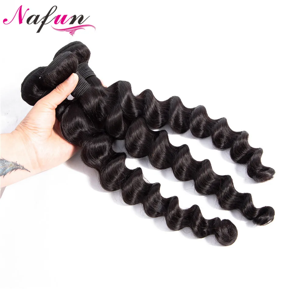 

Nafun Hair Loose Deep Wave Bundles 3 Indian Hair Bundles Non Remy Human Hair Extensions Natural Color Hair Weave Bundles