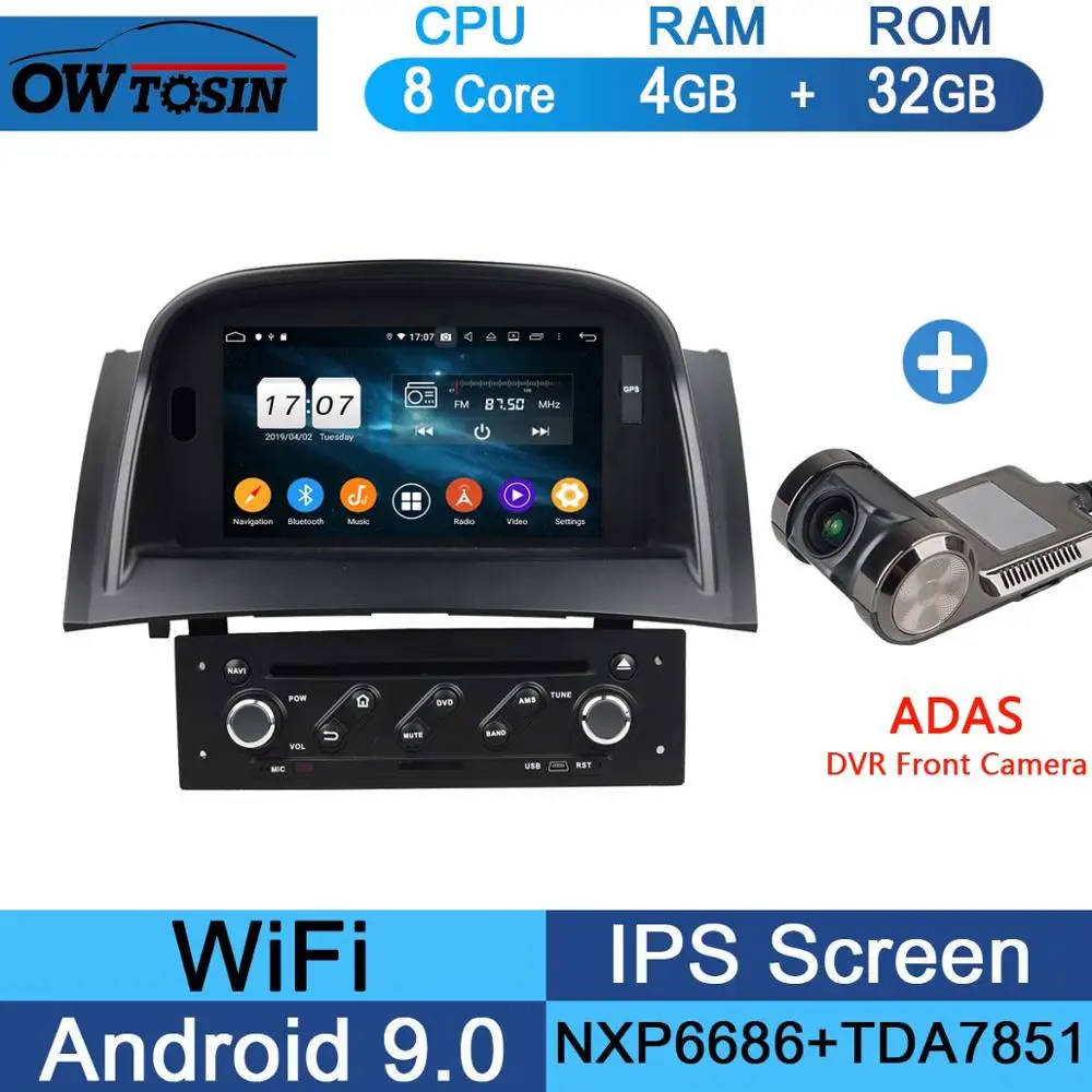 " ips Восьмиядерный 4G ram+ 64G rom Android 9,0 автомобильный DVD радио gps для Renault Megane II 2004-2009 DSP CarPlay Parrot BT стерео Adas - Цвет: 32G Adas Camera