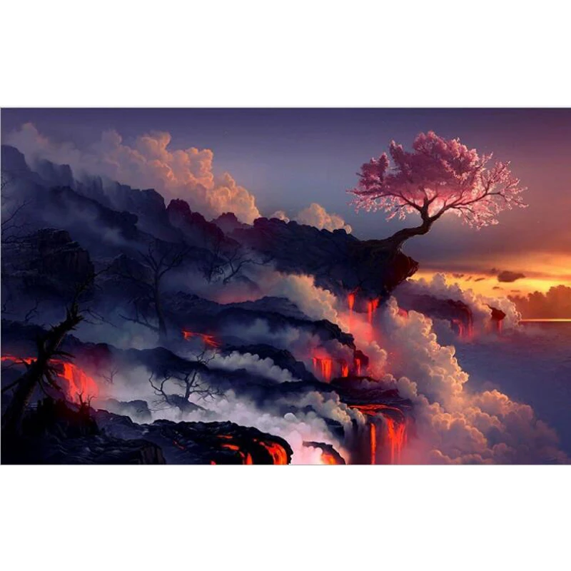 

5D DIY Diamond Painting volcanic clouds Scenery Diamond Embroidery landscape Cross Stitch Needlework Home Decor Round drill gift