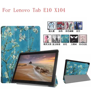 

Painting Leather Case Cover stand smart folio magnet case for Lenovo Tab E10 X104 tablet case cover 10pcs/lot