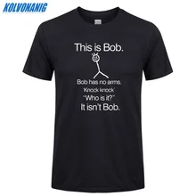 KOLVONANIG This Is Bob KNOCK KNOCK FUNNY JOKE Printed T Shirts Men O Neck Short Sleeve Cotton Cartoon Men's T-Shirt Hip Hop Tees knock knock hello love flipbook