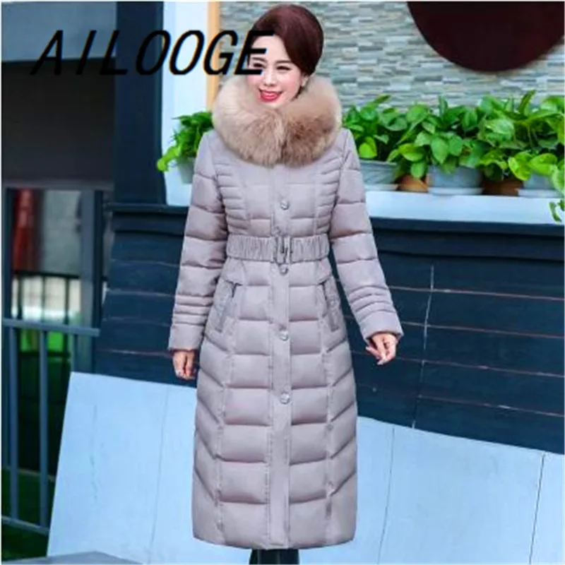 AILOOGE 2017 Sale Promotion Full Middle Aged Elderly Long Jacket Warm