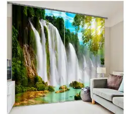 Фото настроить размер Природа гардины современные ХР водопад пейзаж 3d занавес гостиной шторы 3d шторы