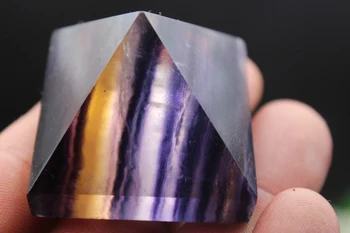 

AAA++++91 g Natural quartz crystal healing (blue + yellow stripe pyramid A9