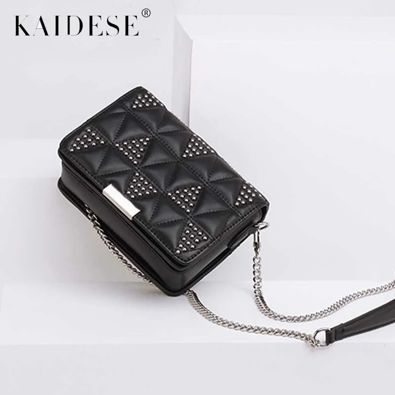 

Women Leather Shoulder Bag Rivet Designer Chain Handbag Small Messenger Bags Cowhide Purse Crossbody for Lady Clutch