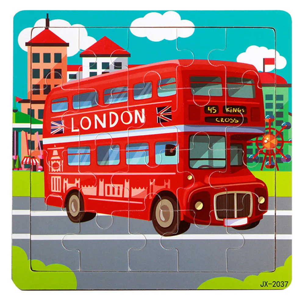 

Wooden Toys Building Learning For Baby Educational Puzzles For Children 3D Puzzle Wood Kids City Bus Toy Puzzel 20 Piece JA31a