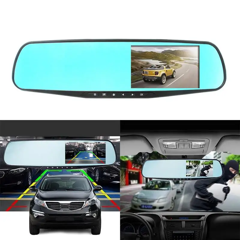 4," HD двойной объектив Автомобильный видеорегистратор переднее зеркало заднего вида Цифровой Автомобильный видеорегистратор