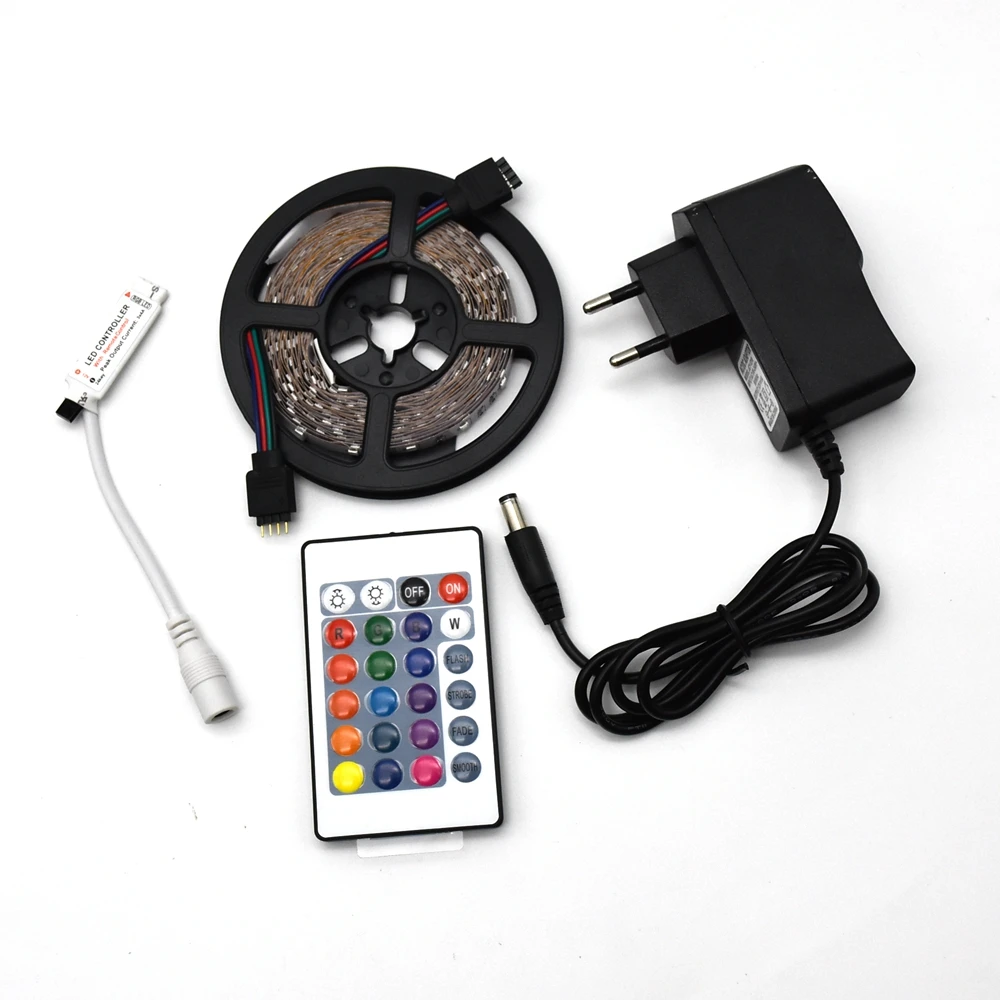 Светодиодный светильник RGB светодиодный SMD 2835 водонепроницаемая гибкая лента RGB полоса 5 М лента диод DC 12 В+ пульт дистанционного управления+ адаптер EU
