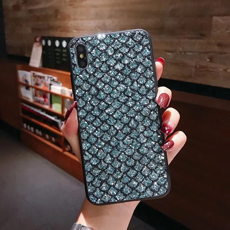 В виде рыбьей чешуи; Блестящий Футляр для huawei P30 Lite P20 Коврики 10 20 Pro P Smart плюс Y6 Y9 Honor 10 lite 7C 7A Pro 8X Nova 4 3i чехол s - Цвет: Green