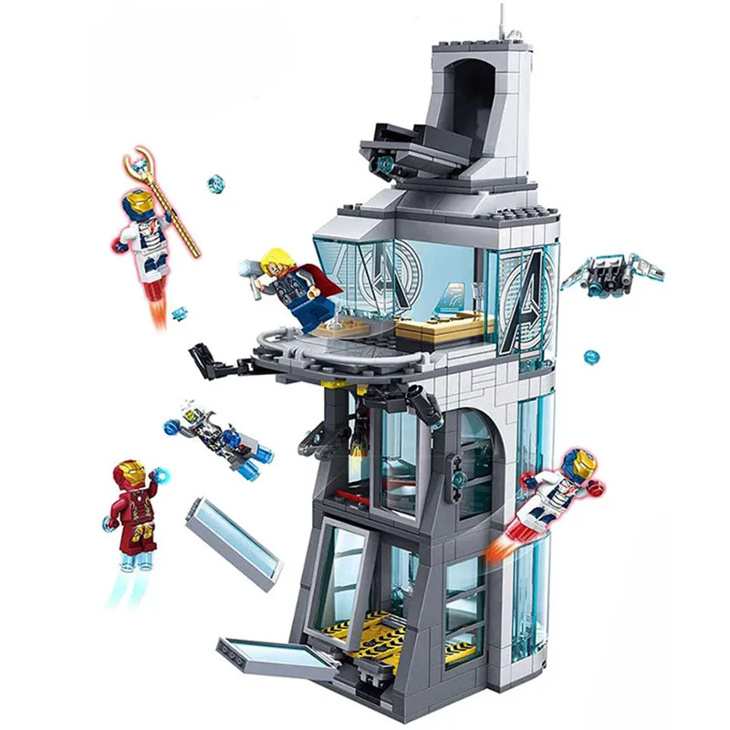 Новые Супергерои Железный человек атака Мстители башня Fit Legoings Фигурки Marvel Age Ultron