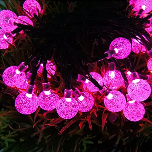F5 Солнечный струнный светильник 20 светодиодов водонепроницаемый пузырьковый струнный Сказочный светильник Открытый сад Рождественская вечеринка украшение солнечный светильник s - Испускаемый цвет: Pink