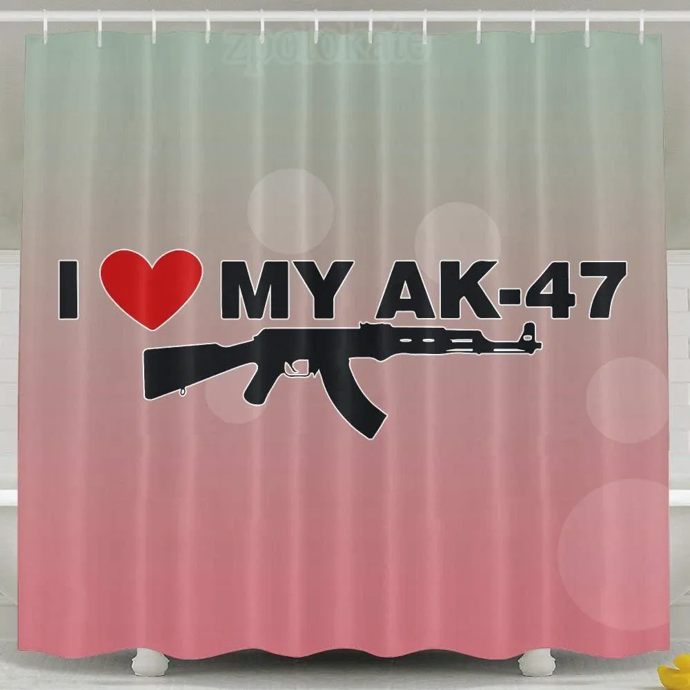 I Love My Gun AK47 Shower Curtain Fabric Set | Дом и сад