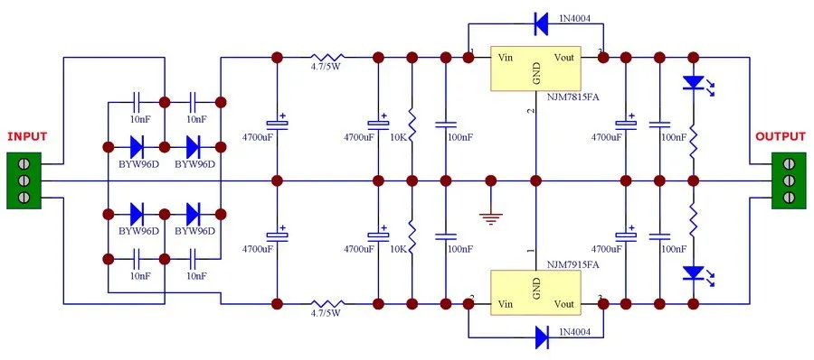 Модуль регулятора низкого шума +/-15 V, для аудио предусилитель