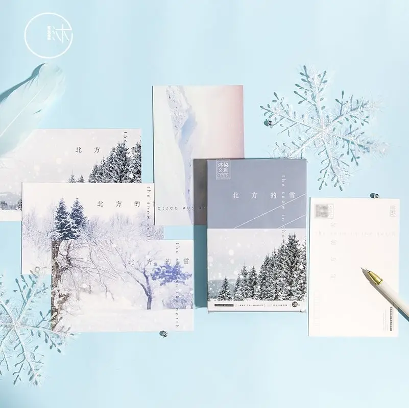 

30 Sheets/Set Snow In The North Series Postcard/Greeting Card/Birthday Letter Envelope Gift Card