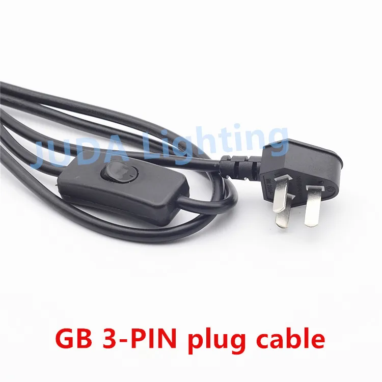 GB 3 pin plug power cord with 303 button switch cable wire For table