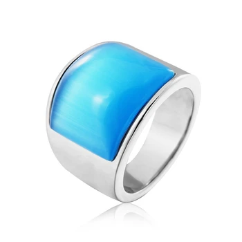 

Fashion Silver MAX color ring female male personality exaggerated ring wide version blue stone decorative ring jewelry