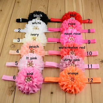 

free shipping 30pcs Newborn Boy silk Flower Cute shinny Elastic Headband Headdress Hairband SHF01