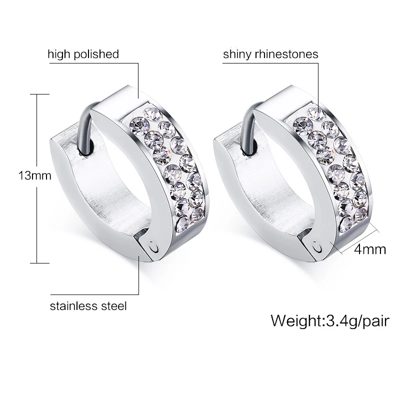 Серьги гвоздики женские из нержавеющей стали с кристаллами|fashion stud earrings|stud