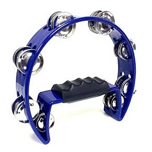 Music S Tambourine Blue Hand Held with Double Row Metal Jingles Percussion Church Bandin Drum