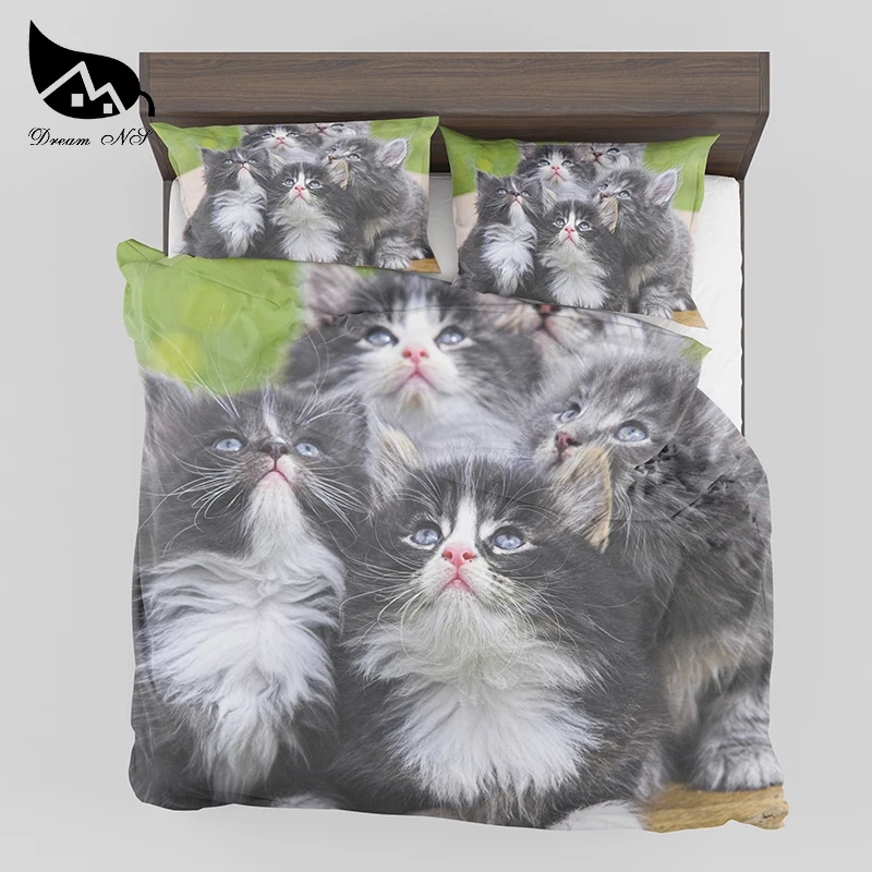 Dream NS Cute Cat Bedding Set High Definition 3D Printing Duvet Cover Accepts Customized Home Textiles Ensemble de literie