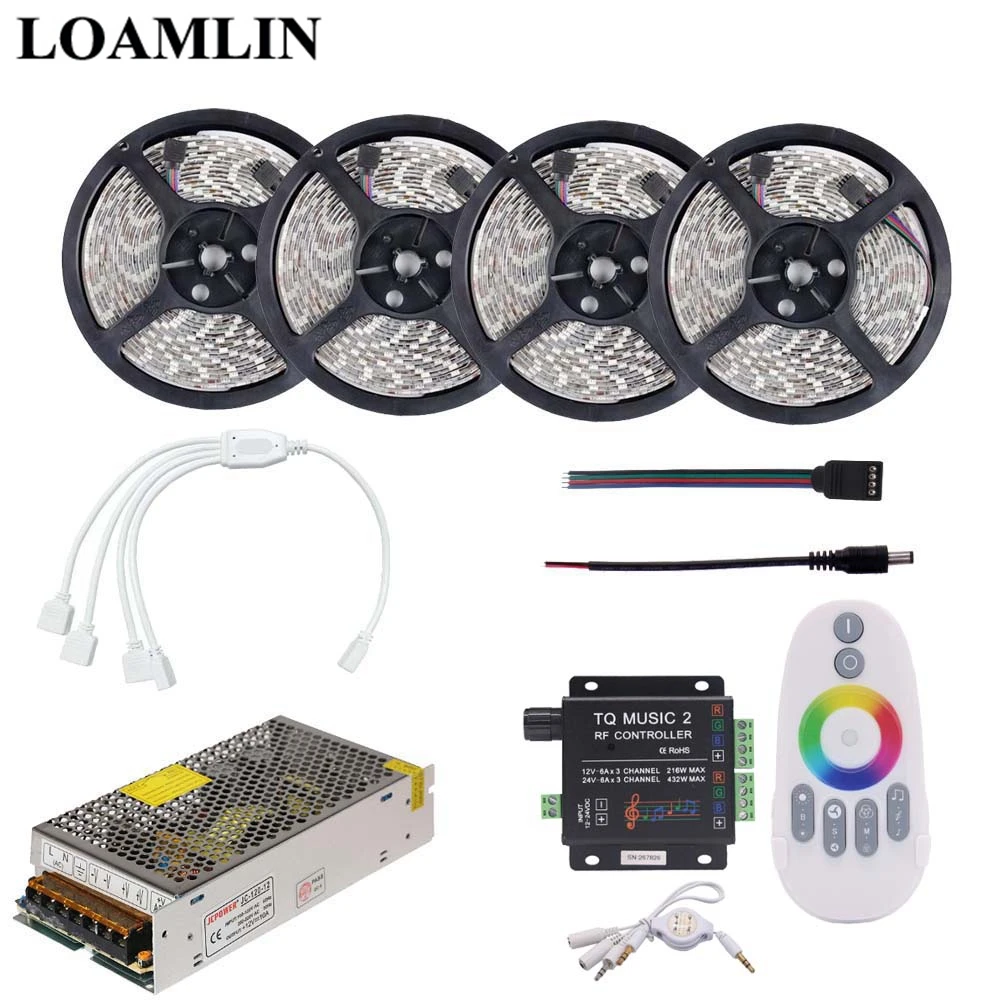 

SMD2835/3528 RGB Led Flexible Strip Light With TQ Music2 RF Led Controller DC12V Led Power Transformer Driver Kit