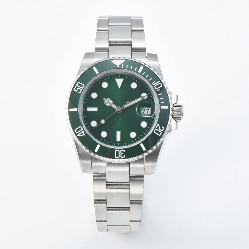 40 mm Green sterile luminous dial sapphire crystal ceramic bezel date