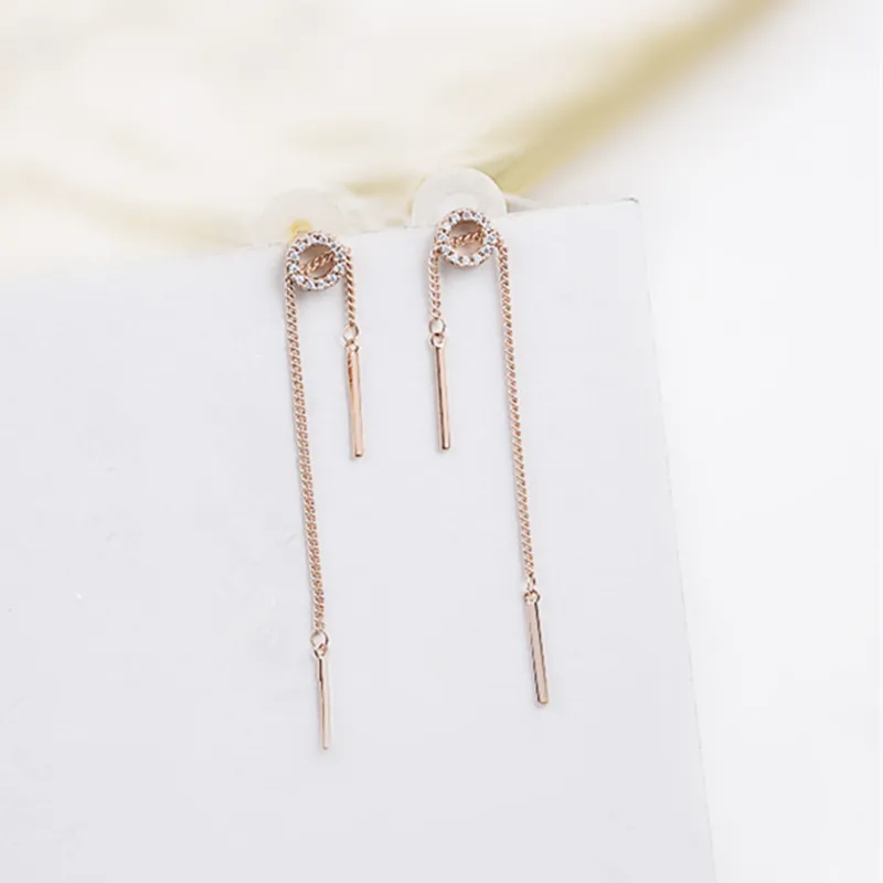 

Trendy Rhinestone Round Circle Long Chain Tassel Temperament Drop Earrings for Girls Women Pendientes Mujer Moda Jewelry 6M4030