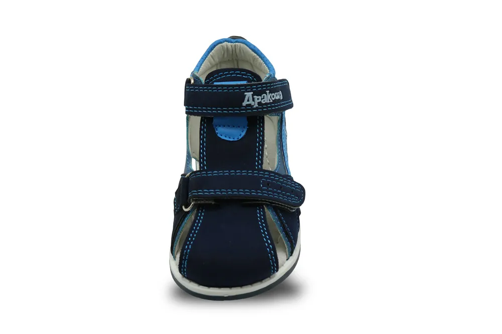 Apakowa/Новинка; детская летняя обувь на липучке; сандалии с закрытым носком для маленьких мальчиков; ортопедические спортивные сандалии из искусственной кожи для маленьких мальчиков