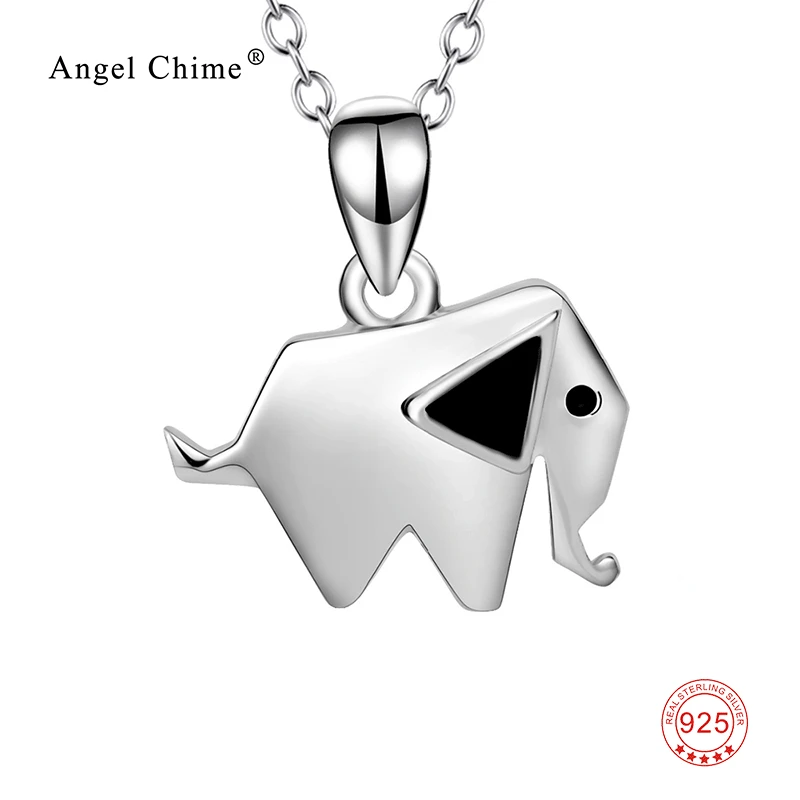 

925 Sterling Silver Lucky Elephant Pendant Collar Necklaces Geometric Shape Statement Necklace Fine Jewelry For Women