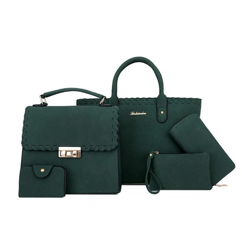 

2019 new bag female five-piece female bag multi-piece shoulder bag PU leather Messenger bag handbag of the wild simple