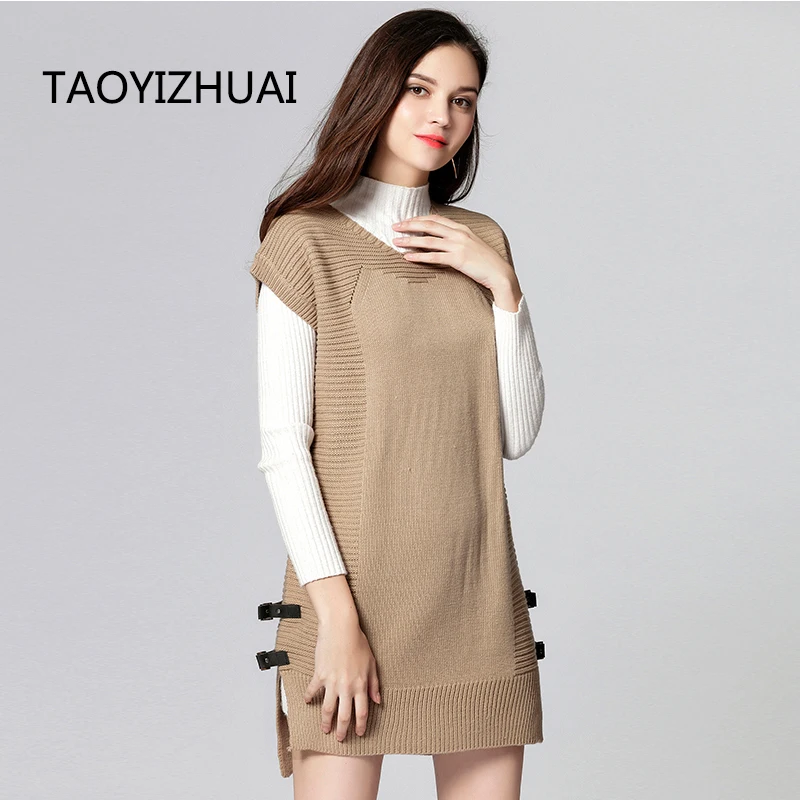 

TAOYIZHUAI 2019 New Arrival Winter Casual Black Thicken Sweater Wool Plus Size Elastic Short Sleeve Large Sweater Women 12005
