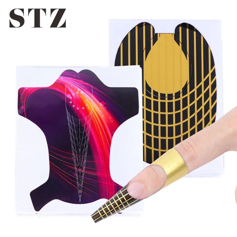 

STZ 10 pcs/set Nail Forms U Shape Nail Molds Curl Builder Extension For UV Gel Polish Guide Acrylic Manicure Tools Tips #941-1