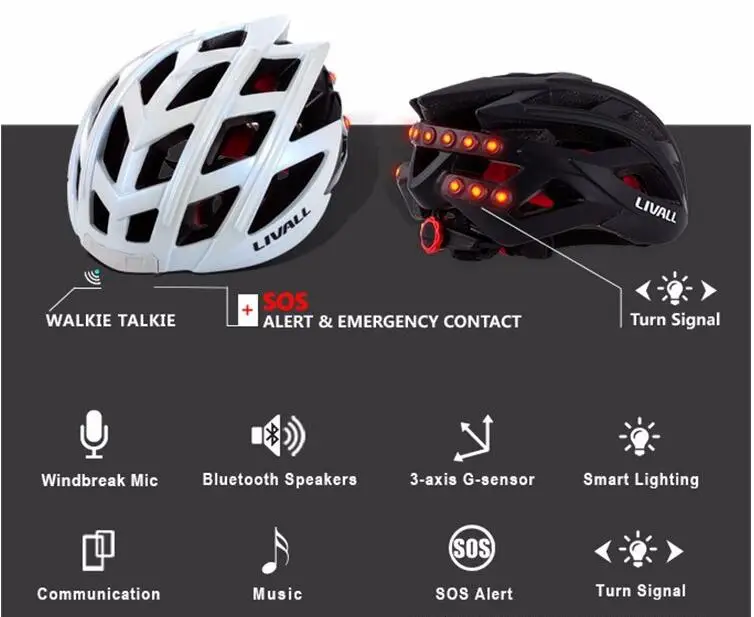 LIVALL Многофункциональный велосипедный умный шлем для горного велосипеда bluetooth шлем Интеллектуальный литой bluetooth велосипедный шлем музыка SOS
