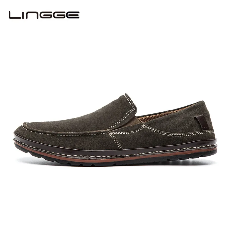 

LINGGE Autumn Men's Casual Shoes, Suede Leather Slip On Mens Loafers Shoes, Fashion Designer Moccasins For Men #5331-1