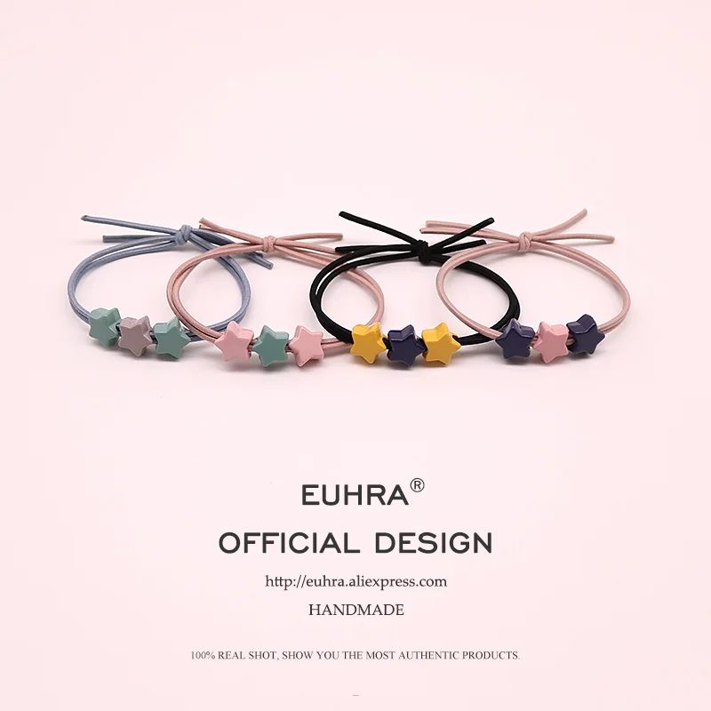 EUHRA 10 цветов, эластичные резинки для волос, пятиконечная звезда, слон, сердце, для женщин и девочек, повязка для волос, Детские аксессуары для волос, резинка