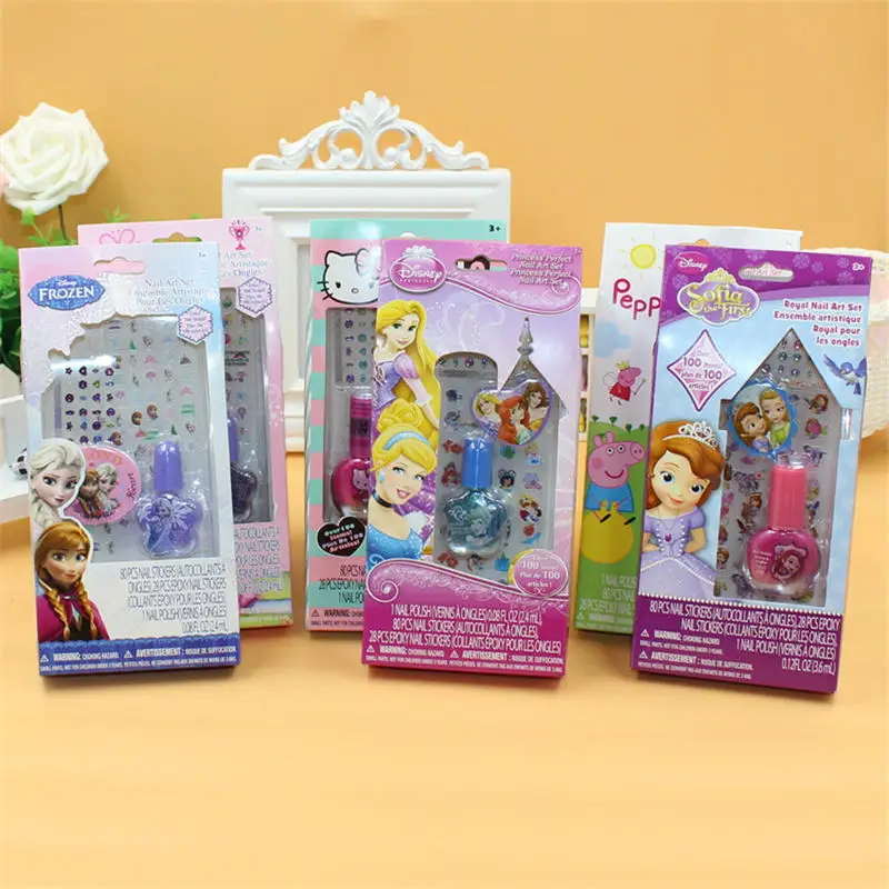Disney Children's Makeup Toy Set Nail Sticker Children's Nail Polish Nonpoisonous and tasteless frozen sets girls princess