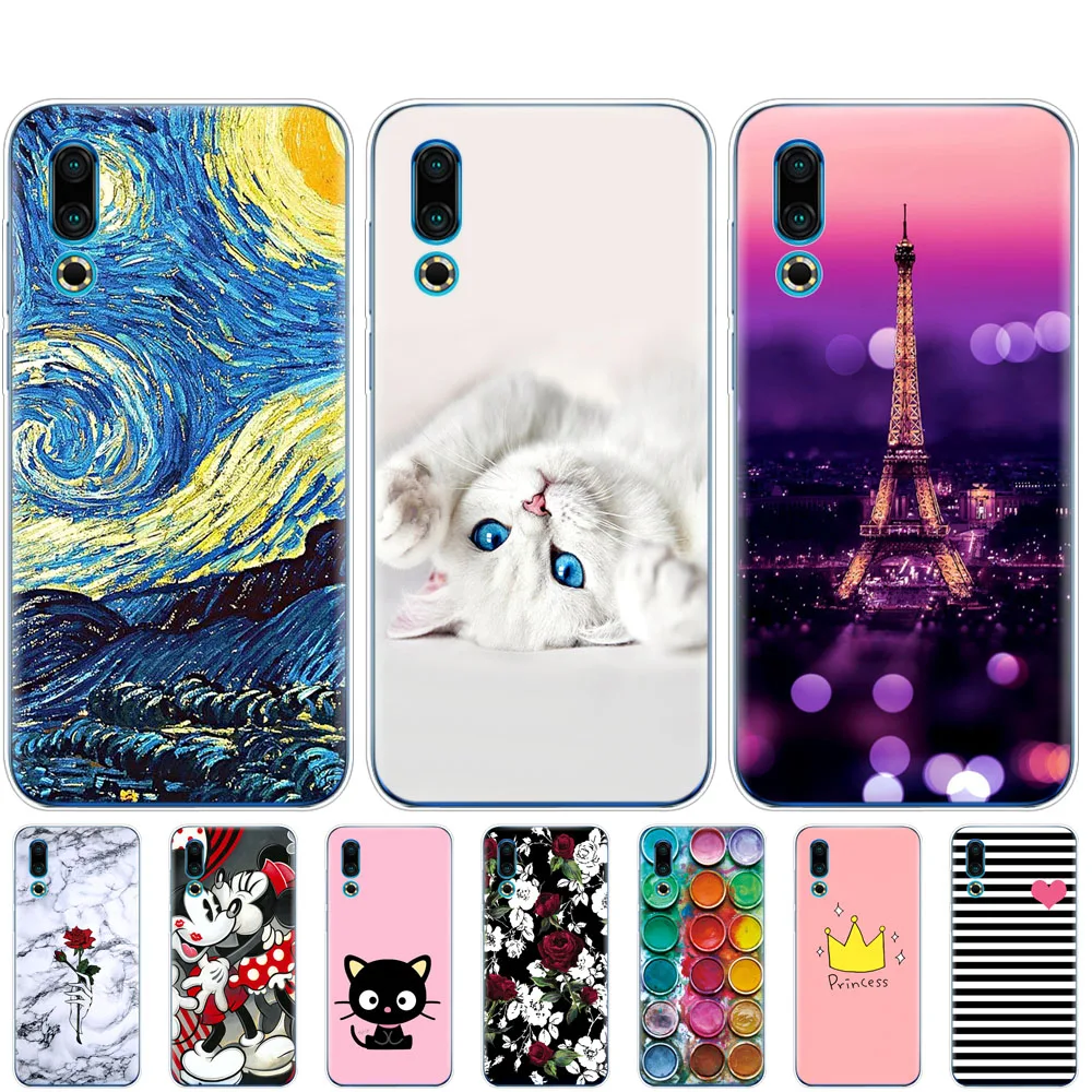 

For Meizu 16S Case coque 6.2'' Cartoon Painted Soft TPU Silicon Back Cover on For Meizu 16s 16 S bumper Slim copas shockproof