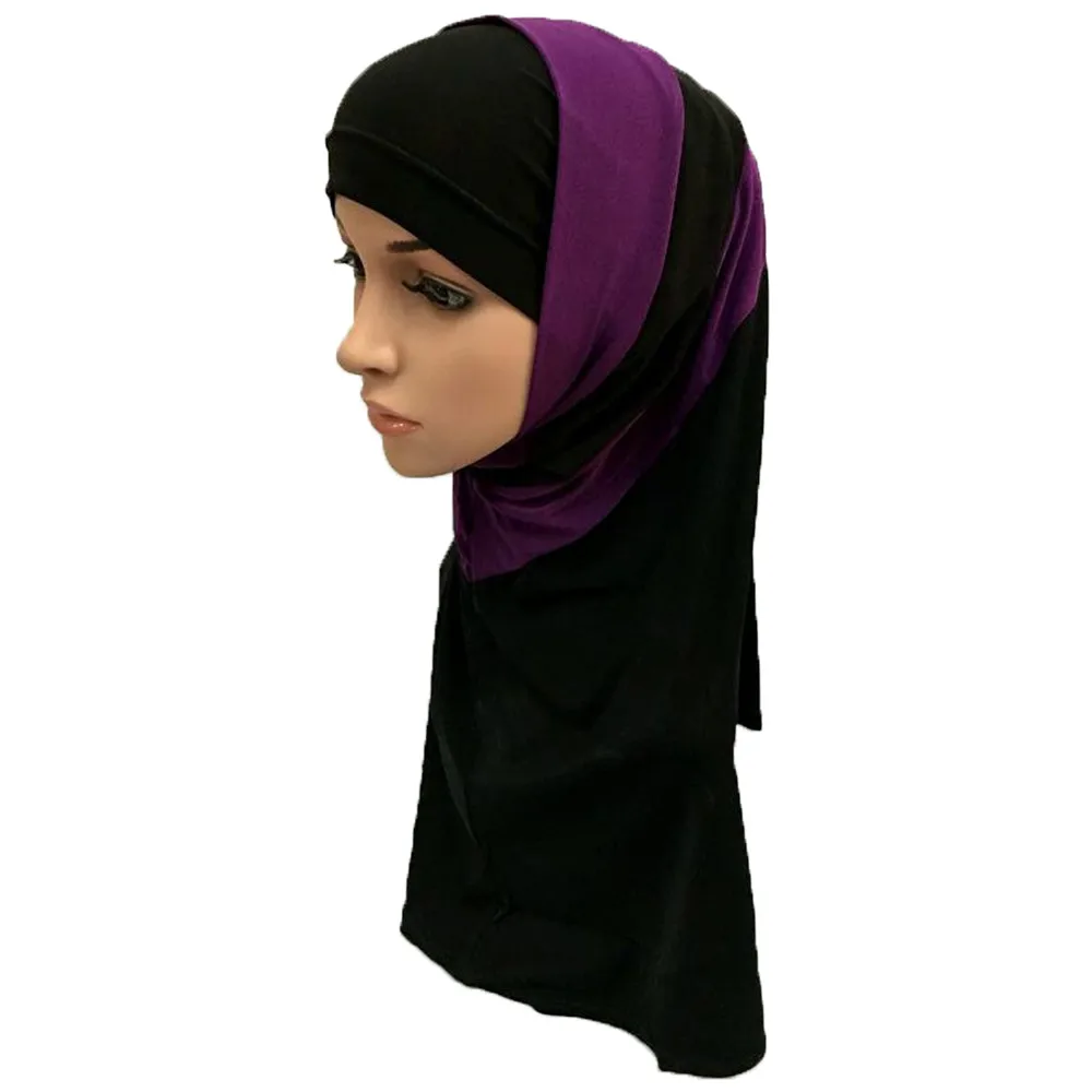 Рамадан смешанные цвета 2 шт Амира хиджаб мусульманский хиджаб исламский шарф полиэстер - Цвет: Purple